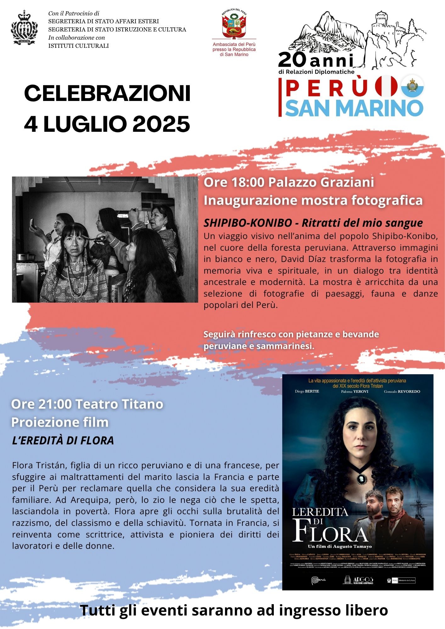 GIORNATA DELLE CELEBRAZIONI PER IL VENTESIMO ANNIVERSARIO DELLE  RELAZIONI DIPLOMATICHE TRA SAN MARINO E PERÙ